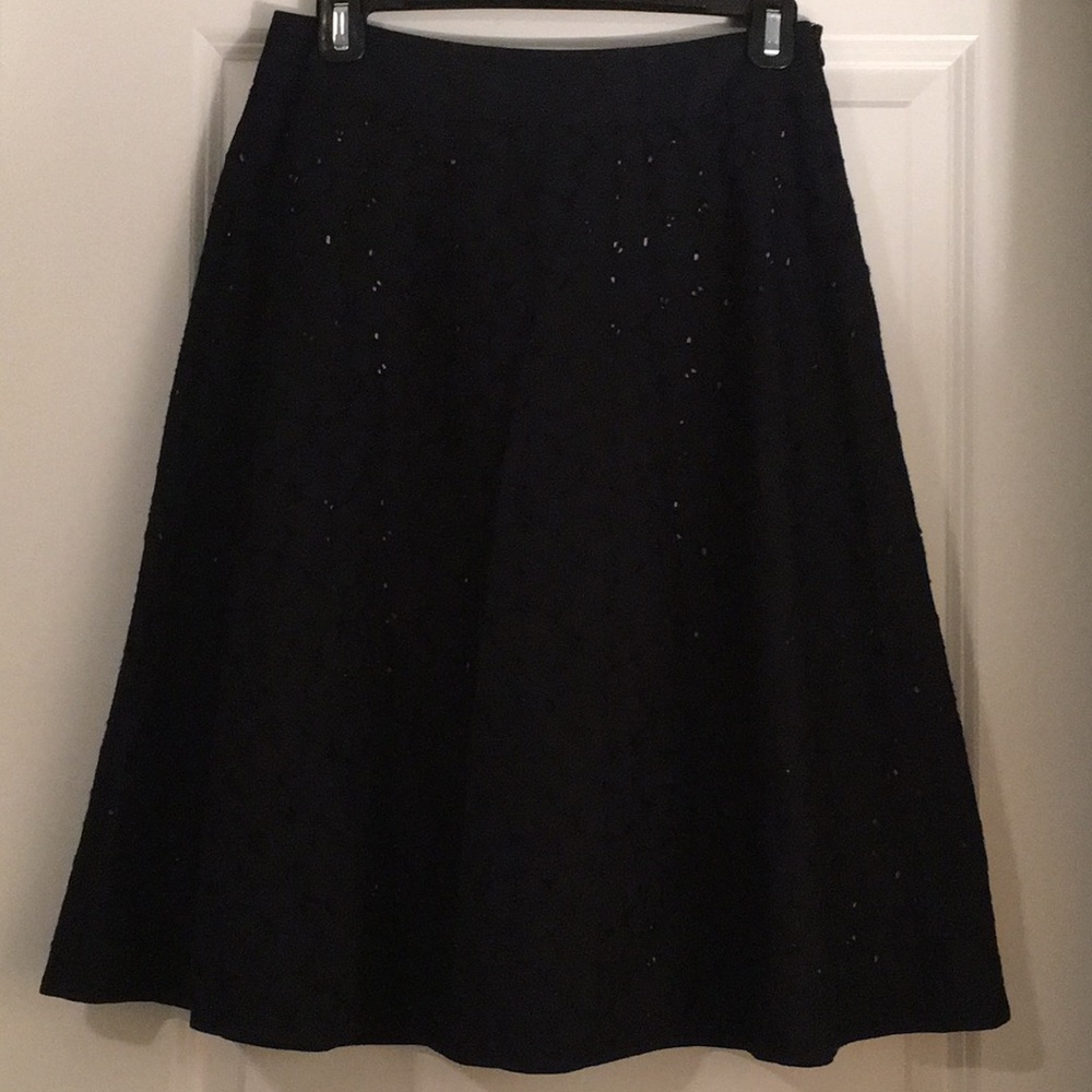 INC Black Eyelet A-Line Skirt w/ Blush Lining